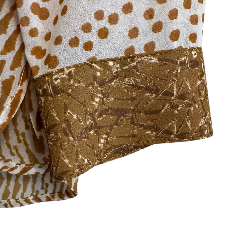 Soft Surroundings Women's Cream and Gold Button-Front Long Sleeve Blouse Size S - Picture 3 of 9